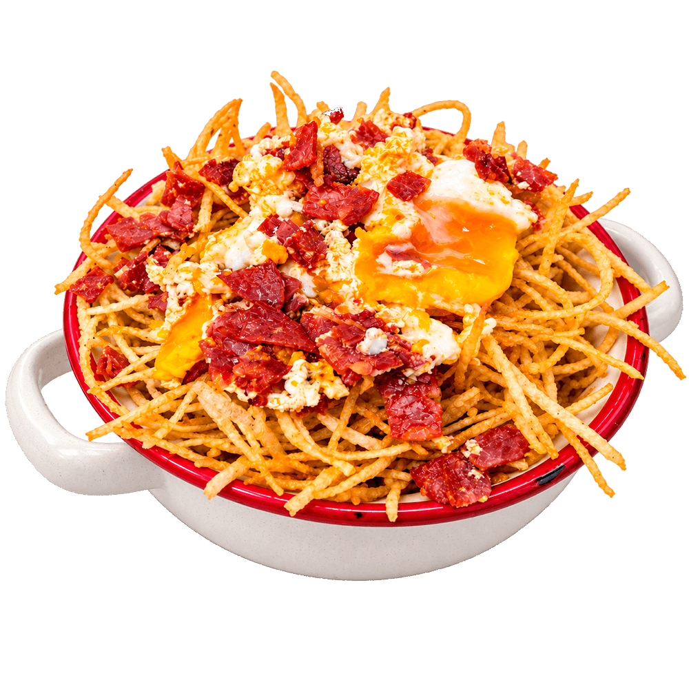Huevos estrellados (ポテトと半熟卵)